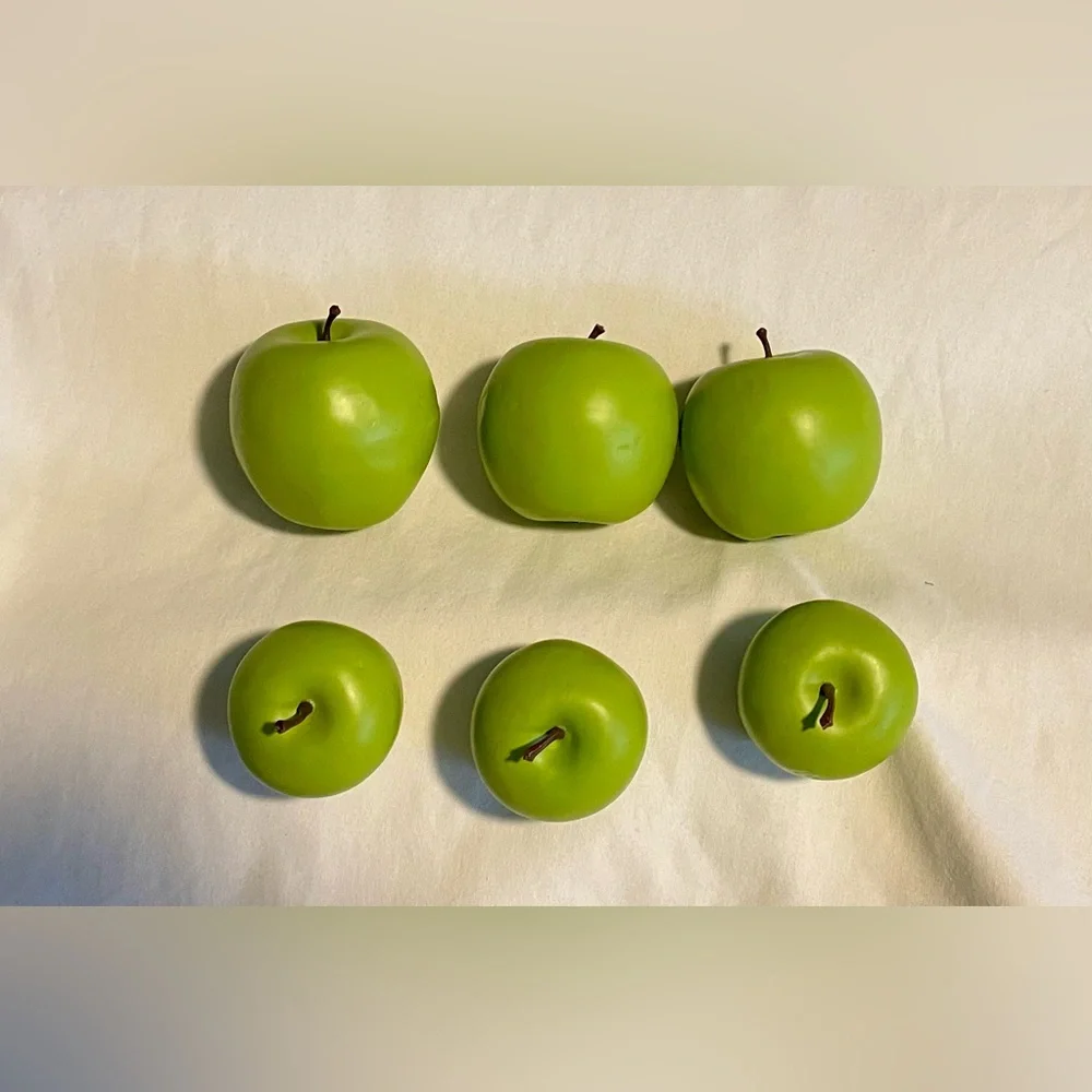 *EUC* 6 Artificial Apples - Lifelike Yellowish Green Fruit 3 Lg 3 Sm - Realistic